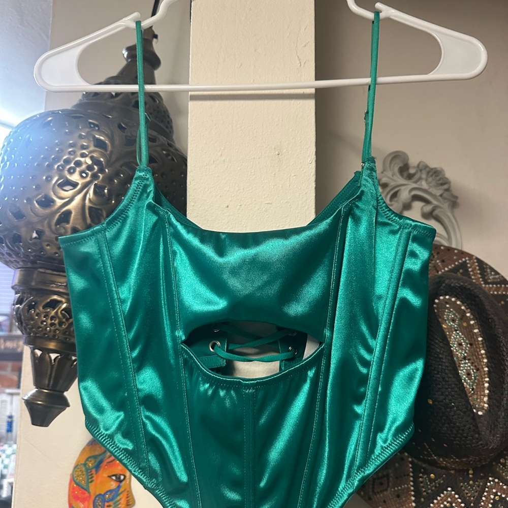 Urban Outfitters Teal Cutout Bodysuit